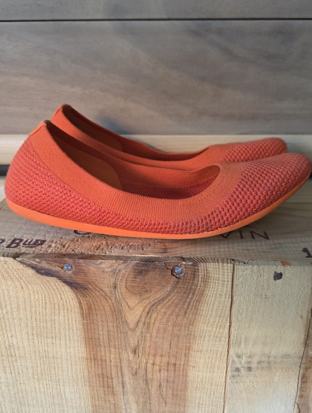 allbirds Women's Knit Ballet Flats in Vibrant Orange